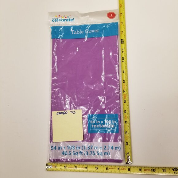 NIB Manufacturer Sealed 54" × 108" Celebrate! Purple Table Cover, Tablecloth - Picture 4 of 6